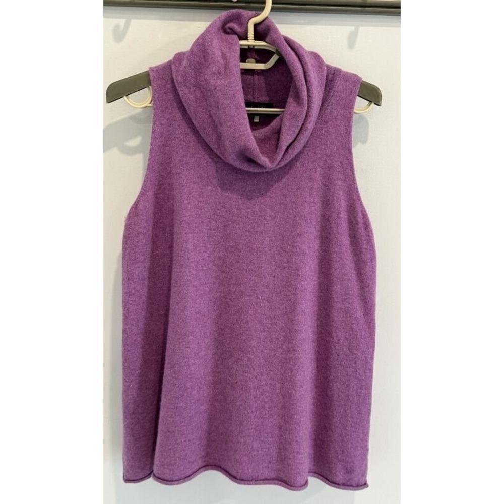 Eskandar 100% Cashmere Sleeveless Cowl Neck Purple Sweater Flaw Size 1